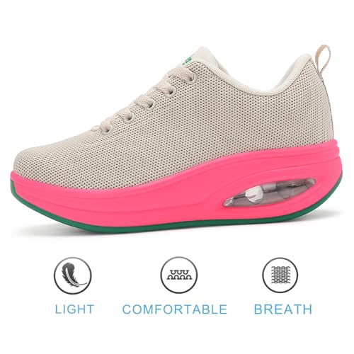 Image of RUIDENG Platform Sneakers for Women Air Cushion | Walking Shoes Women Comfortable All Day | Thick Rocker Bottom