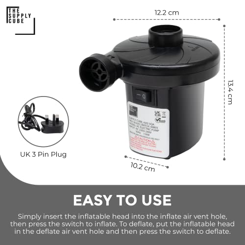 Supply Cube AC Electric Air pump with 3 Nozzles, 3 Pin UK Plug, 3 Pin UK Plug - Image 2