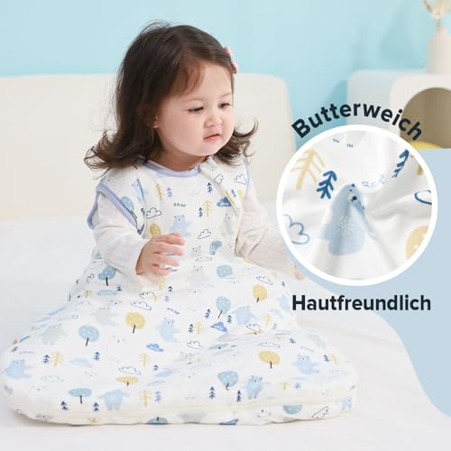 ToyaTec Baby Schlafsack 2,5 Tog Kuschelweich aus Bambusviskose | Baby Schlafsack aus Bambusfaser | Herbst & Winter Schlafdecke(Bären,L) – Ansicht 4