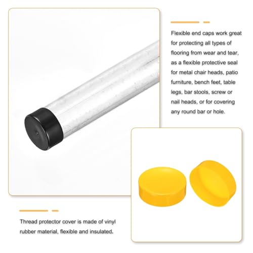 Image of uxcell 2pcs Rubber End Caps 180mm(7 Inch) ID Vinyl Round Tube Bolt Cap Cover Screw Thread Protectors Yellow, 50mm Height