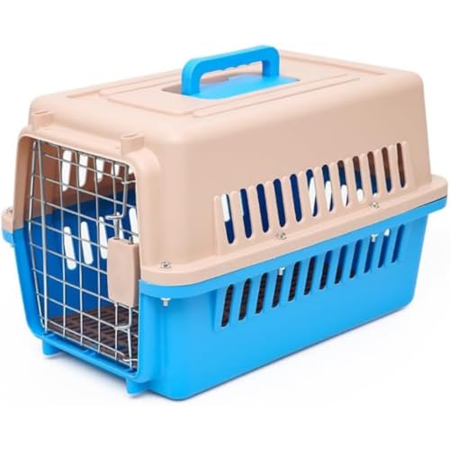 Wyazziv??式 ペット航空箱猫用バッグ 犬用ケージ 携帯外出可能 猫用スペースキャビン 大型犬対応 託送・航空輸送用 (水色です(L))