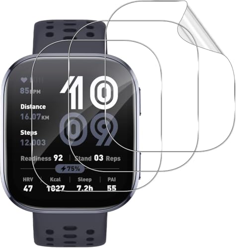 Gosento For Amazfit Bip 6 �t�B���� Amazfit Bip6 �S�ʕی�t�B���� �y3������z��K���X �����ߗ� �ϏՌ� �h�w�� ���� TPU�ی�t�B���� �C�A�[���S�ʕی�