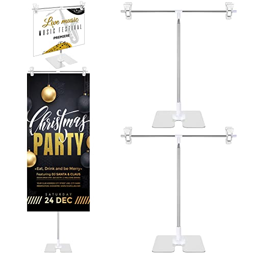 4 Pack Adjustable Metal Banner Holder Table Top Banner Display Poster Stand T Shaped Banner Stand Desktop Business Poster Holder Advertising Display Sign Holder For Indoor Outdoor Store Board Display #TOP22
