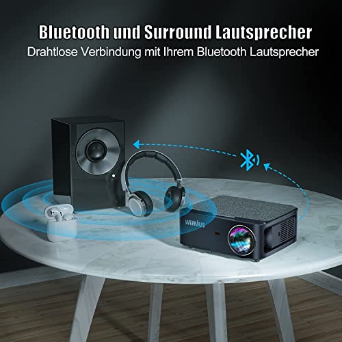 WiMiUS Beamer, Full HD 1080P 12000 lumen beamer 5G WiFi Bluetooth-beamer ondersteuning 4K-video, LED-thuisbioscoopvideobeamer 300 inch scherm, compatibel met Fire Stick-smartphone, PS5-projector - Image 5