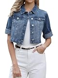 Détails : Cette veste en jean pour femme présente un col, une fermeture boutonnée, deux poches poitrine à rabat, une coupe droite, des manches 3/4 retroussables avec une patte de boutonnage. Veste tendance 2026.
