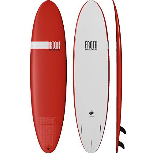 Boardworks Froth! | Soft Top Surfboard | 3 Fins | Longboard Surf Board | 8' | Papaya