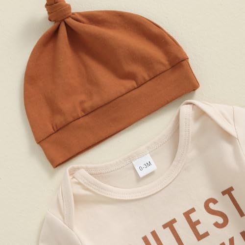 3Pcs Baby Boys Halloween Outfit Long Sleeve Crew Neck Pumpkin Letters Print Romper Pants Set and Hat Clothes Set4