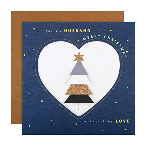 Hallmark Weihnachtskarte für Ehemann, klassisches 3D-Effekt, Weihnachtsbaum-Design
