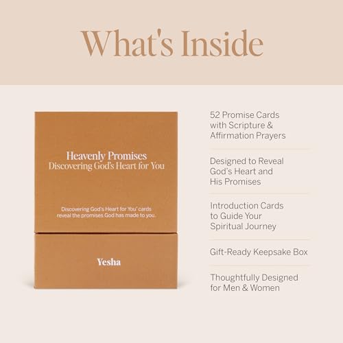 Image of Yesha 52 Heavenly Promises Pocket Bible Verse Cards | Discovering God's Heart for You | Compact Christian Affirmation Cards for Daily Devotional Prayer | Premium Pocket-Size Faith Gift for Men & Women