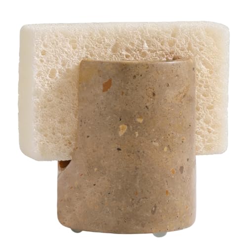 EVERBBKING Marble Sponge Holder for Kitchen Sink Dish Sponge Caddy Rustic Farmhouse Decor (Dark Camel)