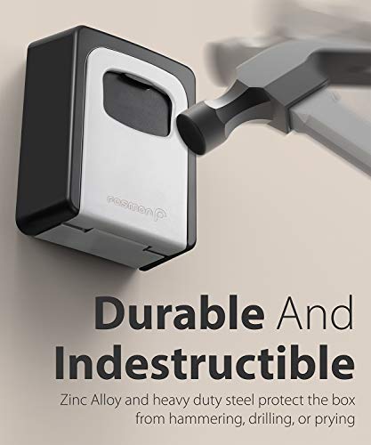 Image of Fosmon Key Lock Box 4 Digits Combination Weatherproof Wall Mount Key Safe, Hide a Key Outside with Resettable Code, Multiple Key Capacity and Mounting Kit