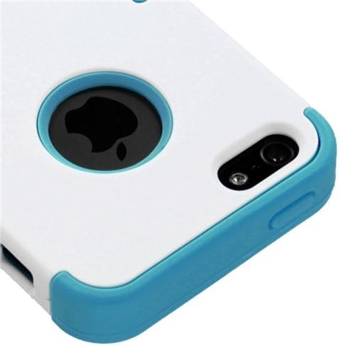 MYBAT IPHONE5HPCTUFFSO021NP Premium TUFF Case for iPhone 5 - 1 Pack - Retail Packaging - Solid White/Tropical Teal