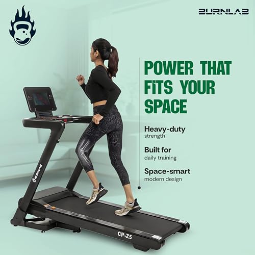 Image of Burnlab Treadmill Pro 3.2 Treadmill for Home |15% Auto Incline | 10.1 inch TFT Screen | 20km /hr Top Speed | 130KG Max User Running Machine | Heart Rate Sensors & Hydraulic Folding | USB,AUX &WiFi