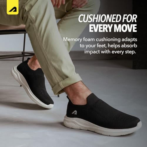 Image of Boldfit Casual Shoes for Men Breathable Knit Slip-On Sneakers with Memory Foam Insole & EVA Sole Lightweight Walking Shoes with Sock-Like Fit & Padded Heel for All-Day Comfort
