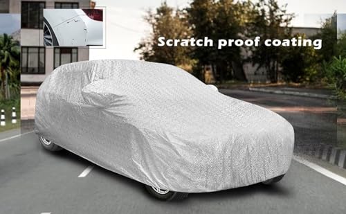 Image of Auto Hub Waterproof Car Cover Compatible with Maruti Swift (Model: 2024-Till Date) with Mirror Pocket, Soft Cotton Lining, Swift Car Cover Waterproof - Metallic Silver