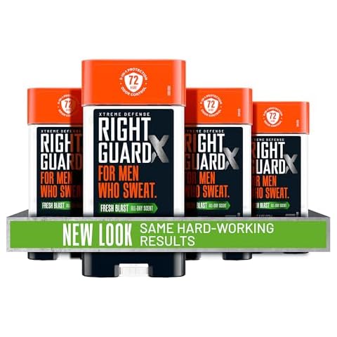 Right Guard Xtreme Defense Antiperspirant & Deodorant Gel, 5-in-1 Protection For Men, Blocks Sweat 2X Longer, 72-Hour Odor Control, Fresh Blast Scent, 4 oz. (4 count)(Packaging May Vary) Cover