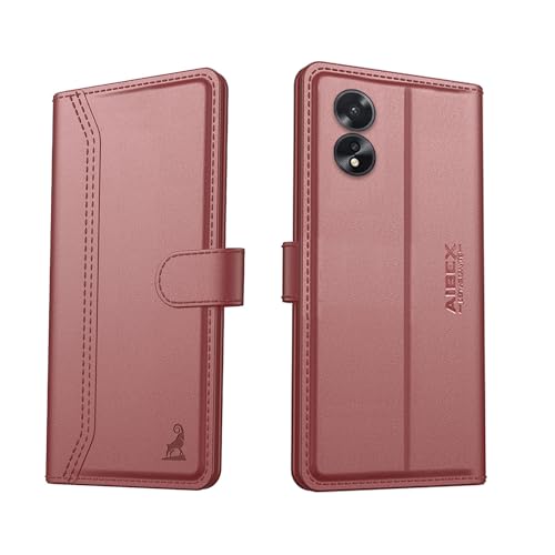 Image of AIBEX Compatible for Oppo A18 4G / Oppo A38 4G Flip Cover Leather Finish | Inside TPU with Card Pockets | Wallet Stand | Complete Protection Flip Case - Brown