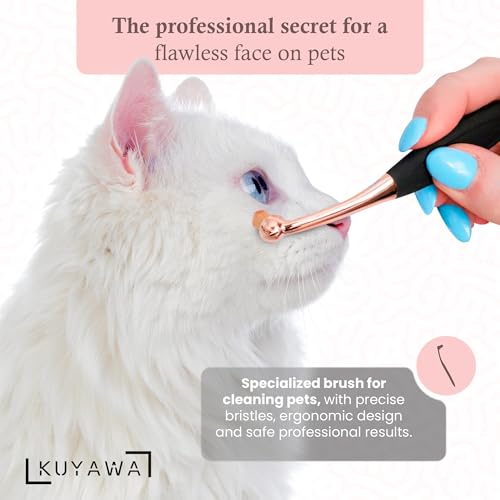 Image of Eye Cleaner Brush Pack of Two for Dogs and Cats | Large & Small Sizes | Effective Tear Stain Cleaner | Washable Superfine Fiber Hair | Long Tapered Bristles | Ergonomic Handle