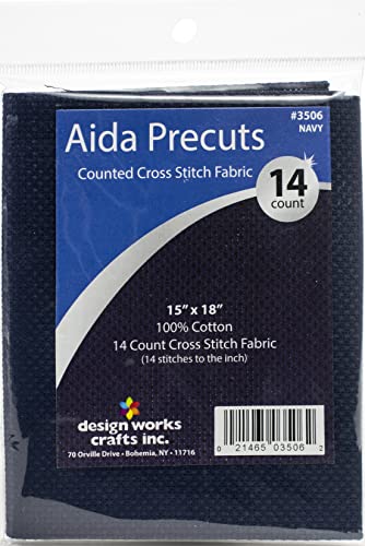 Image of 14 Count Aida Fabric Pre-Cut for Counted Cross Stitch - Navy