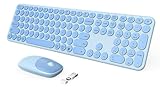 seenda Wireless Keyboard and Mouse, USB & Type C 2-in-1 Receiver, Full Size Teal Wireless Keyboard Mouse Combo, Compatible for Windows 7/8/10/11, MacBook Pro/Air, Laptop, Desktop, PC - Blue