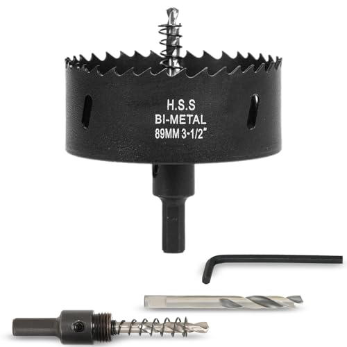 VIKITON 3-1/2 inch Hole Saw for Wood Metal Plastic & Drywall with Arbor