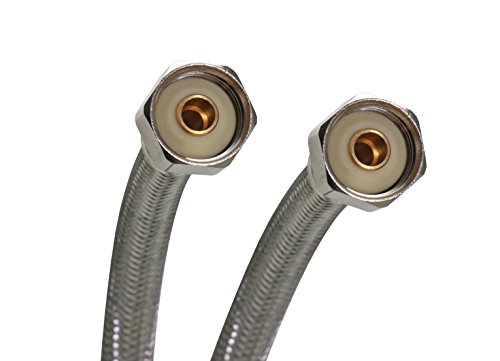 Fluidmaster B4F12 Faucet Connector, Braided Stainless Steel - 1/2 F.I.P. Thread x 1/2 F.I.P. Thread, 12-Inch Length