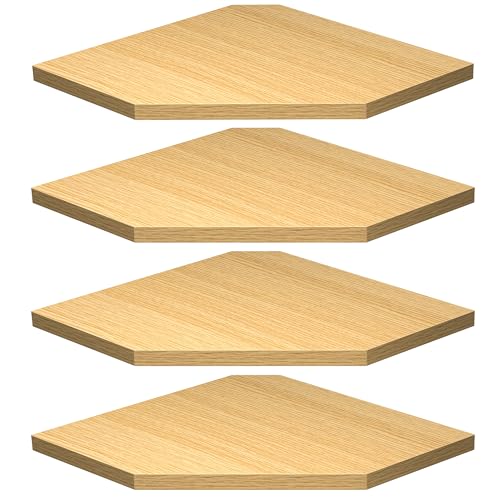 Image of Fun Memories Corner Shelf Wall Mount, Corner Floating Shelves, Set of 4 Corner Wall Shelf Organizer, Rustic Wood Wall Storage Display Shelves for Living Room Bedroom Bathroom Kitchen, Oak