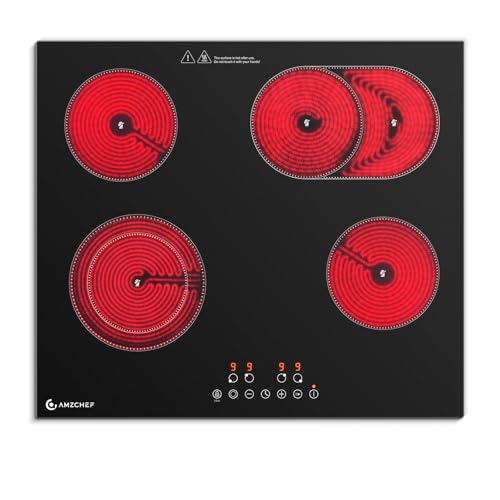 AMZCHEF Glaskeramikkochfeld 4 Platten 7200W, Herdplatte 4 Kochfelder 60 cm, 9 Leistungsstufen, Dual-/Ovalzonen für Grillen, Heizpause-Funktion, Kompatibel mit allem Kochgeschirr AMZCHEF Glaskeramikkochfeld 4 Platten 7200W, Herdplatte 4 Kochfelder 60 cm, 9 Leistungsstufen, Dual-/Ovalzonen für Grillen, Heizpause-Funktion, Kompatibel mit allem Kochgeschirr