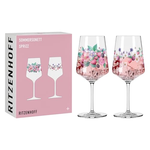 RITZENHOFF 6011004 Aperitifglas 500 ml - 2er Set - Serie Sommersonett - 2 Stück mit Beerenmotiv - Made in Germany