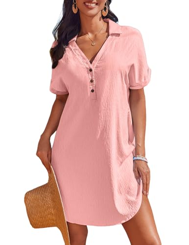 Vestido de camisa AI'MAGE para piscina y paseos playeros al atardecer en color naranja rojo