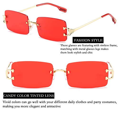 SDINM Rimless Sunglasses 90s Frameless Rectangle Tinted Lens Eyewear Candy Color Glasses for Women Men3