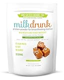 Milk Drunk Fenugreek-Free - Salted Caramel Protein Powder for Breastfeeding - 20 Servings of Vegan Protein & Lactation-Boosting Ingredients - 17g Protein 4g Fiber 6g Sugar - Oats, Flax, Brewer's Yeast