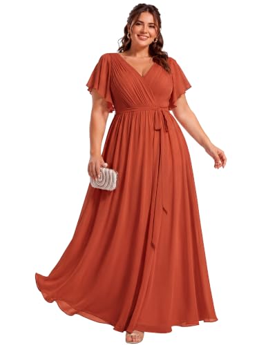 Image of Ever-Pretty Plus Women's Chiffon Maxi Plus Size Formal Bridesmaid Dresses
