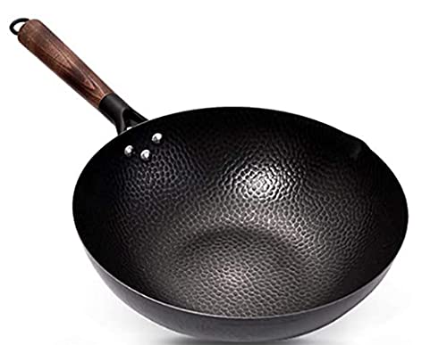 Wok de hierro con mango de madera 32 cm miniatura 1
