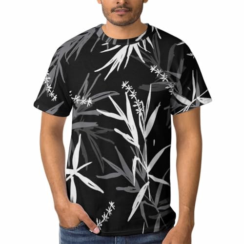 T-shirt homme feuilles noires col rond qui ne rétrécit pas au lavage
