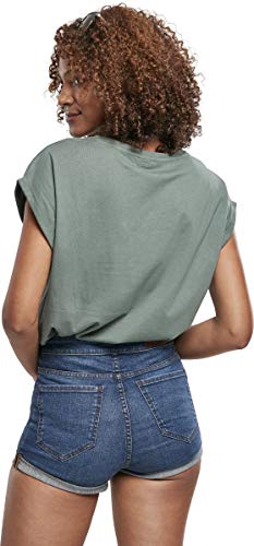 Urban Classics Ladies Extended Shoulder Tee 2-Pack, Camiseta, Mujer, Blanco/Verde (Pale Leaf), L