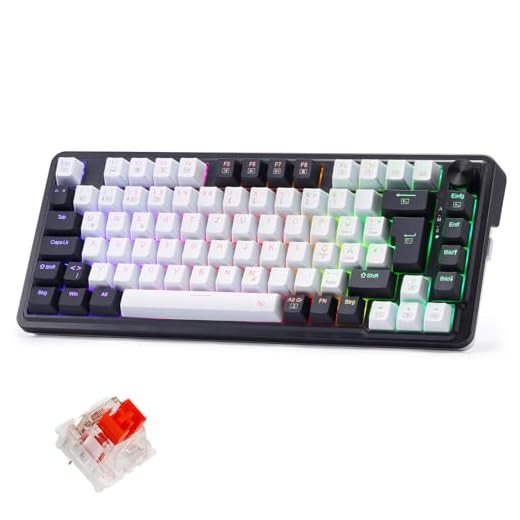 Redragon K673 PRO Kabellose QWERTZ DE Gaming-Tastatur, Gasket Struktur 75% kompaktes Design 82 Tasten Hot-Swap-Rote Schalter Mechanische Tastatur mit Knopf RGB-Beleuchtung, 2.4G/BT/Type-C Verbindungen