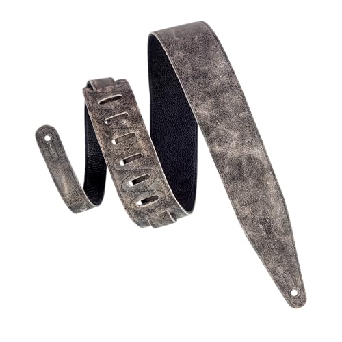 Levy'S Mg317Bog-Blk Tracolla Per Chitarra Garment Leather Garment Leather Backing Distressed 2 1/2" - Black