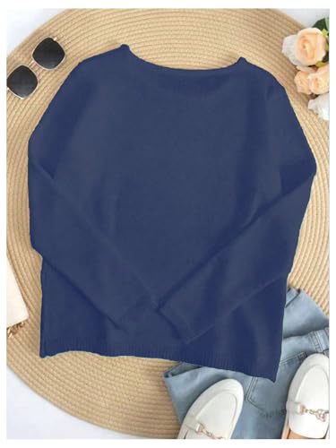 Image of Verdusa Women's Beach Cover Up Sweaters Letter Print Long Sleeve Crochet Crew Neck Knit Sweater Summer Tops