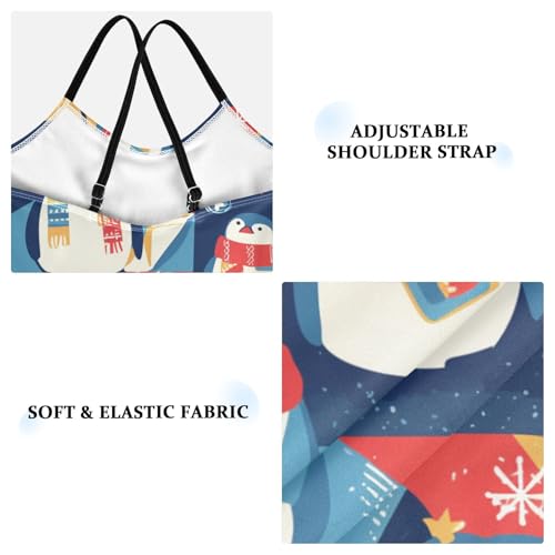 KLL Christmas Penguin Girls 1 Piece Bathing Suit Summer Swimming Suits Adjustable Strap Cute3