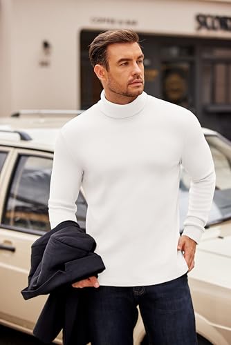 COOFANDY Men's Turtleneck Sweater Long Sleeve Casual Ribbed Knitted High Neck Pullover Sweaters3