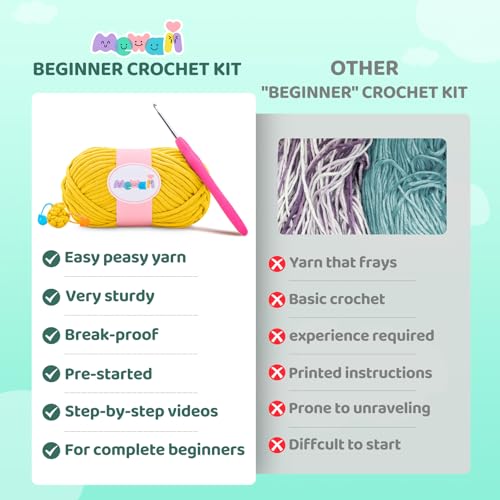 Image of Mewaii Crochet Kit for Beginners Level 2 with 40% Extra Pre-Started Easy Yarn, Step-by-Step Video Tutorials for Adults and Kids (Summer Duck) | 40% Extra Yarn, Photo & Video Guide, Pre-Started Piece, Complete Tool Kit, Creative Craft Gift for Adults & Kids