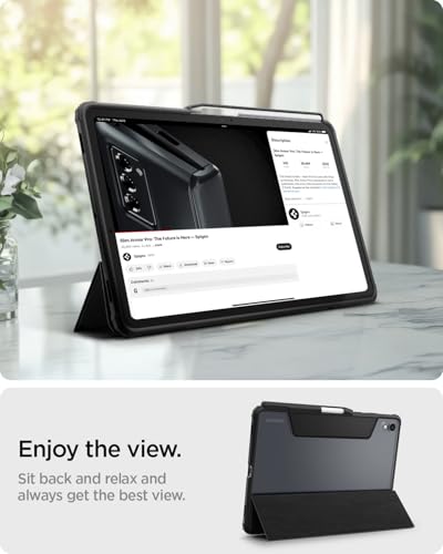 Image of Spigen for Galaxy Tab S11 Case (2025), Ultra Hybrid Pro Protective Tri-Fold Cover with Transparent Back and S Pen Holder, 11 Inch, Black