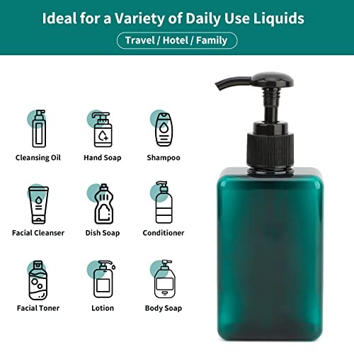 Image of Segbeauty Refillable Soap Dispenser, 4 Pack 6.8oz Plastic Square Press Pump Bottles, 200ml Empty Travel Containers Lotion Cosmetic Bottle Set for Hand Wash Shampoo Conditioner Shower Gel Essential Oil