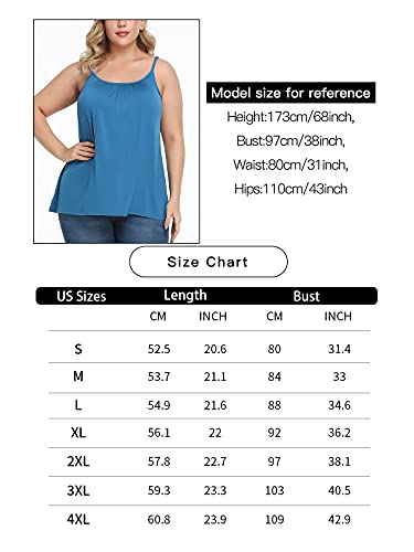 Carcos Women's Plus Size Cami With Built In Bra, Casual Pleated Cotton Tank Top With Adjustable Strap Sleeveless Padded Cami Top For Summer #TOP5