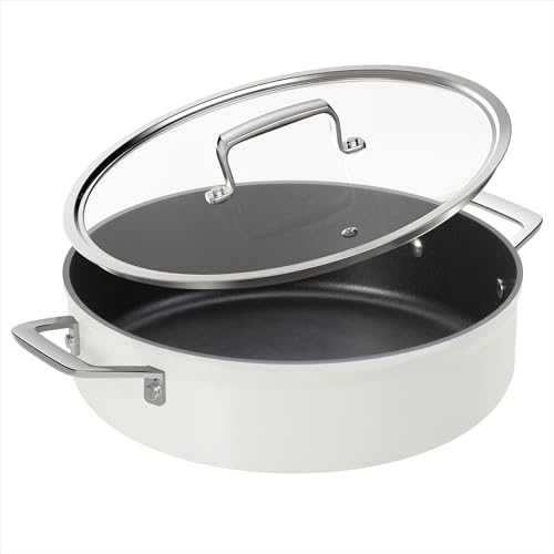 BLAZANT Sauteuse 28 cm avec couvercle 5 l, revêtement anti-adhésif, convient à tous les types de feux, passe au four, bord haut