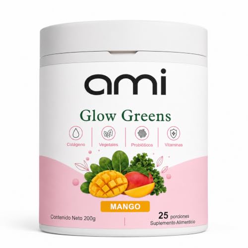 AMI Glow Greens Powder Vitamins & Superfoods Daily Wellness Drink.