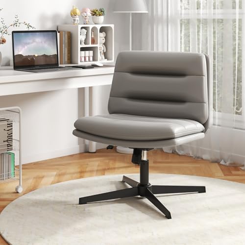 COSTWAY Chaise de Bureau Ergonomique sans roulettes, Fauteuil Salon Pivotant à 360° avec Hauteur Réglable, Fonction à Bascule, Dossier Moyen, Chaise de...