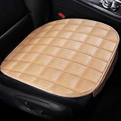 Image of Breathable Car Seat Cushion Cover Set with Memory Foam Padding & Storage Pouch - Universal Anti-Slip Front and Rear Seat Protector Mat for Cars, SUVs and Sedans (Cream Combo)