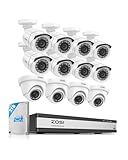 ZOSI 1080p 16 Channel Security Camera System Outdoor with AI Human Vehicle Detect, 12 x 2MP Weatherproof Surveillance CCTV Bullet Dome Camera, H.265+ DVR, 2TB HDD, 80ft Night Vision, 90° View Angle